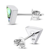 Abalone Shell Triangle Silver Stud Earrings - e348